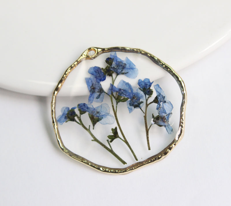 1pcs Do not forget me pressed flower pendant necklace jewelry