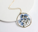 1pcs Handmade Do not forget me pressed flower pendant necklace jewelry