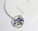 1pcs Handmade Do not forget me pressed flower pendant necklace jewelry