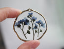 1pcs Do not forget me pressed flower pendant necklace jewelry