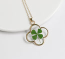 1pcs  Handmade Real four-leaf clover pressed flower pendant jewelry