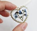 1pcs  Handmade Heart-shaped Don't forget no flowers pressed flower pendant jewelry