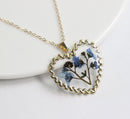 1pcs  Handmade Heart-shaped Don't forget no flowers pressed flower pendant jewelry