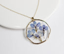 1pcs Handmade Blue flower pressed flower pendant necklace jewelry