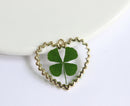 1pcs  Handmade Heart-shaped Real four-leaf clover pressed flower pendant jewelry