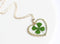 1pcs Handmade Heart-shaped Real four-leaf clover pressed flower pendant jewelry