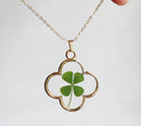 1pcs  Handmade Real four-leaf clover pressed flower pendant jewelry