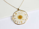 1pcs Handmade Crystal chrysanthemum and gold leaf pressed flower pendant necklace jewelry