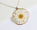 1pcs Handmade Crystal chrysanthemum and gold leaf pressed flower pendant necklace jewelry