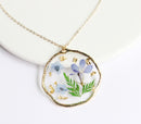 1pcs Handmade pressed flower pendant necklace jewelry