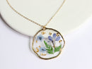 1pcs Gold foil pressed flower necklace jewelry