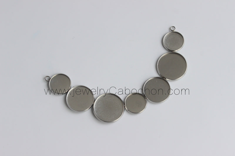 10Kits stainless steel Bezel ,14mm/18mm/ 20mm Pendant Settings Base blank