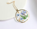 1pcs Gold foil pressed flower necklace jewelry