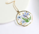 1pcs  Gold leaf pressed flower Pendant Necklace