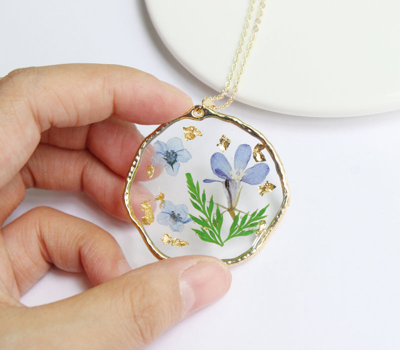 1pcs Handmade pressed flower pendant necklace jewelry