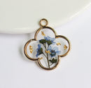 1pcs Handmade Don't forget the flowers and gold leaf pressed flower pendant jewelry