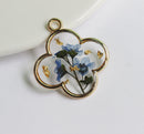 1pcs Handmade Don't forget the flowers and gold leaf pressed flower pendant jewelry