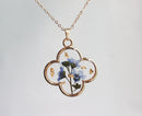 1pcs  Handmade Gold leaf and forget-me-not dried flowers pressed flower pendant jewelry