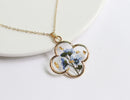 1pcs  Handmade Gold leaf and forget-me-not dried flowers pressed flower pendant jewelry