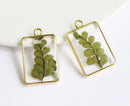 1pcs Handmade pressed flower pendant jewelry Rectangle 21x34mm