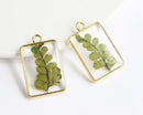 1pcs Handmade pressed flower pendant jewelry Rectangle 21x34mm