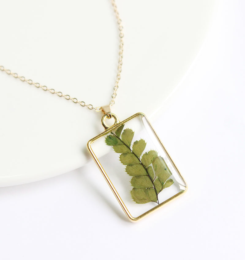 1pcs Handmade Leaves pressed flower pendant jewelry Rectangle 21x34mm