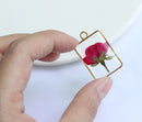 1pcs Handmade pressed flower pendant jewelry Rectangle 21x34mm