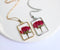 1pcs Handmade Rose pressed flower pendant necklace jewelry Rectangle 21x34mm