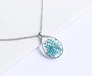 1pcs Teardrop pressed flower pendant necklace