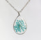 1pcs Teardrop pressed flower pendant necklace