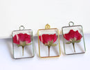 1pcs Handmade pressed flower pendant jewelry Rectangle 21x34mm