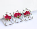 1pcs Handmade pressed flower pendant jewelry Rectangle 21x34mm