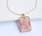 1pcs Handmade Pink swallow pressed flower pendant necklace jewelry Rectangle 21x34mm