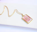 1pcs Handmade Pink swallow pressed flower pendant necklace jewelry Rectangle 21x34mm