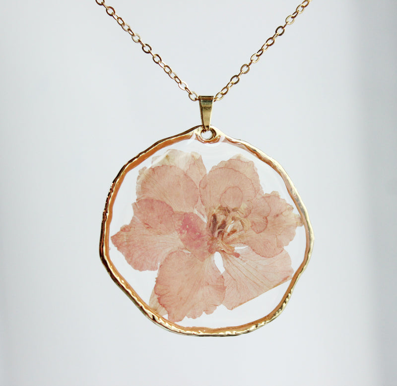 1pcs Pink swallow pressed flower Pendant Necklace