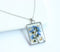 1pcs Handmade Forget-me-not and gold leaf pressed flower pendant necklace jewelry Rectangle 21x34mm