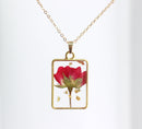 1pcs Handmade pressed flower pendant necklace jewelry Rectangle 21x34mm