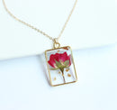 1pcs Handmade pressed flower pendant necklace jewelry Rectangle 21x34mm