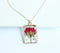 1pcs Handmade pressed flower pendant necklace jewelry Rectangle 21x34mm