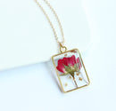 1pcs Handmade pressed flower pendant necklace jewelry Rectangle 21x34mm