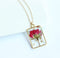 1pcs Handmade pressed flower pendant necklace jewelry Rectangle 21x34mm