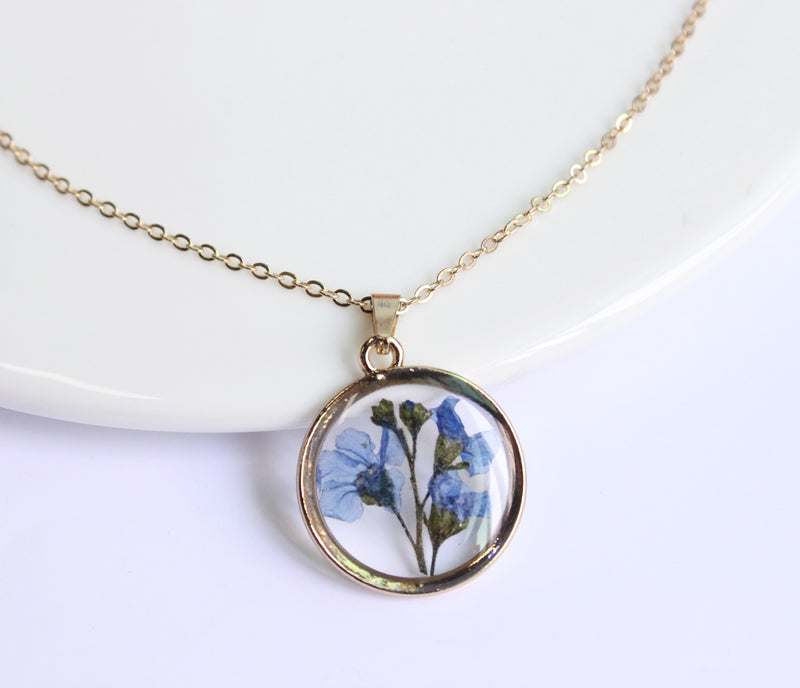 1pcs pressed flower pendant necklace, flower jewelry wholesale