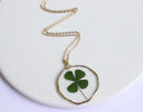 1pcs Four leaf clover pressed flower Pendant