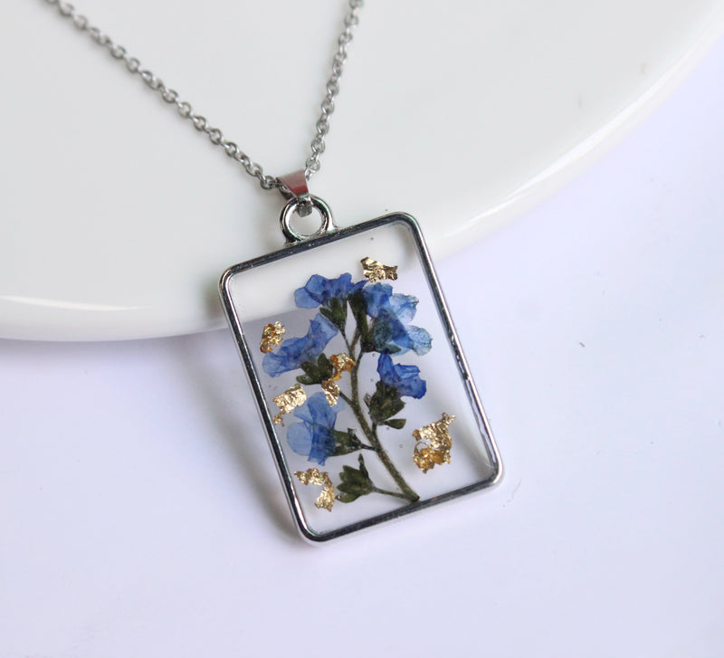 1pcs   pressed flower pendant necklace, Real dried flower jewelry wholesale