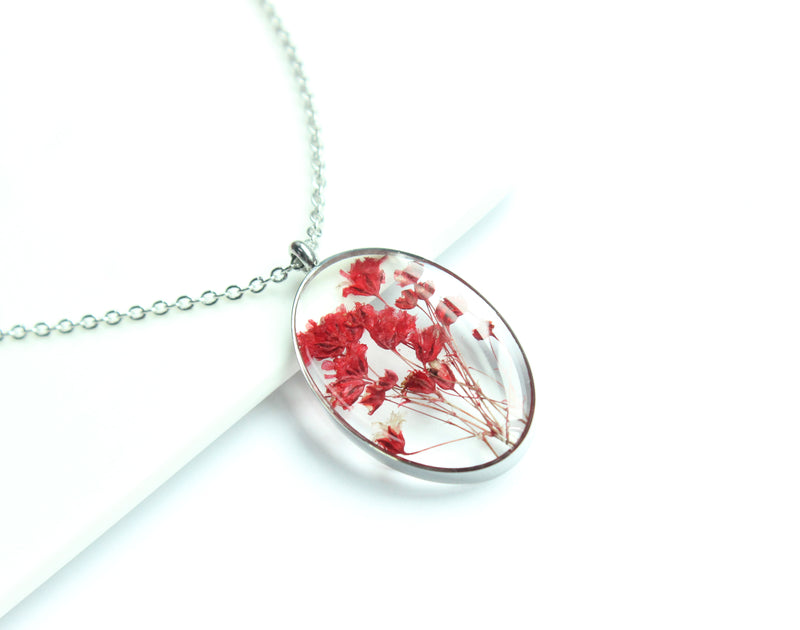 1pcs  Handmade Resin pressed flower pendant necklace