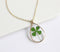 1pcs Teardrop Four leaf clover pressed flower pendant necklace