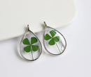 1pcs  Handmade Teardrop Four leaf clover pressed flower pendant jewelry