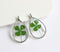 1pcs  Handmade Teardrop Four leaf clover pressed flower pendant jewelry