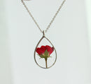 1pcs Teardrop pressed flower pendant necklace