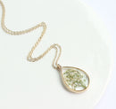 1pcs Teardrop pressed flower pendant necklace